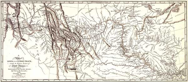 1814 map of the Missouri River and Columbia River